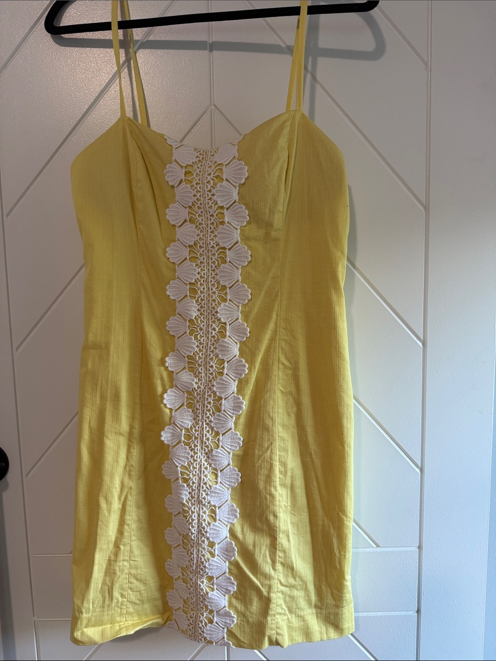 Lilly Pulitzer Kristen Seersucker Sun Dress Yellow Lace Size 10
